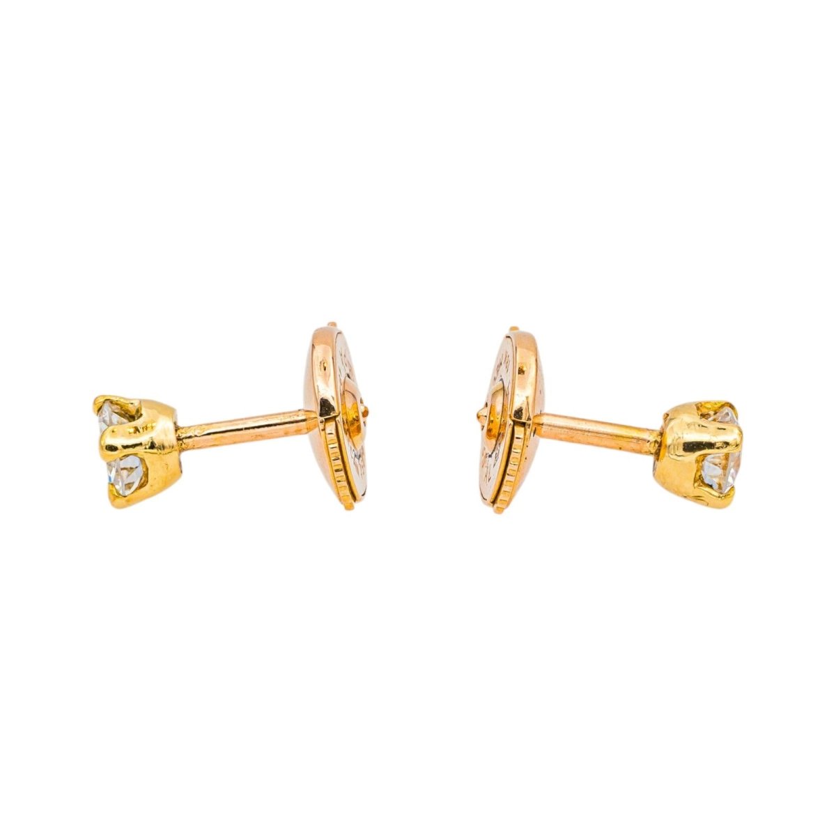 Boucles d'oreilles Puces en or jaune et diamants - Castafiore