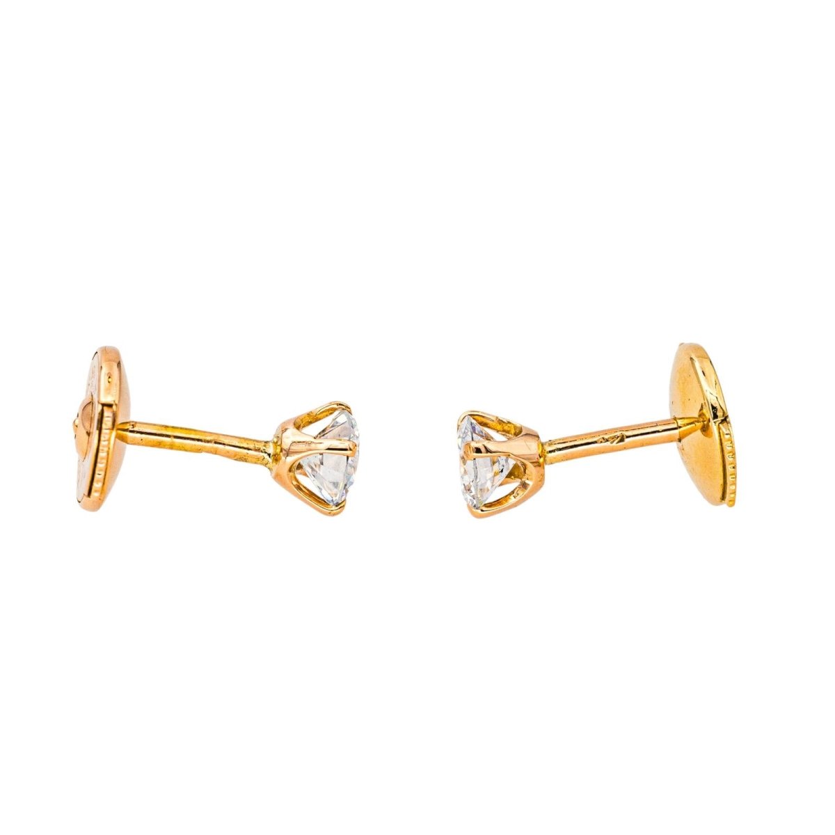 Boucles d'oreilles Puces en or jaune et diamants - Castafiore