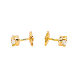 Boucles d'oreilles Puces en or jaune et diamants - Castafiore