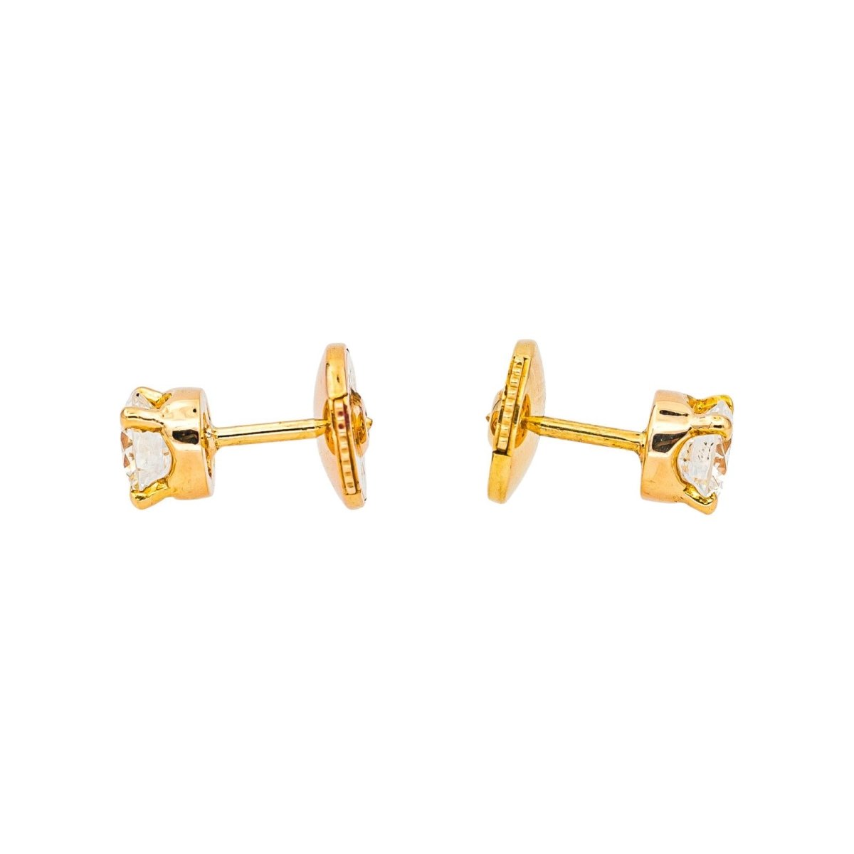Boucles d'oreilles Puces en or jaune et diamants - Castafiore