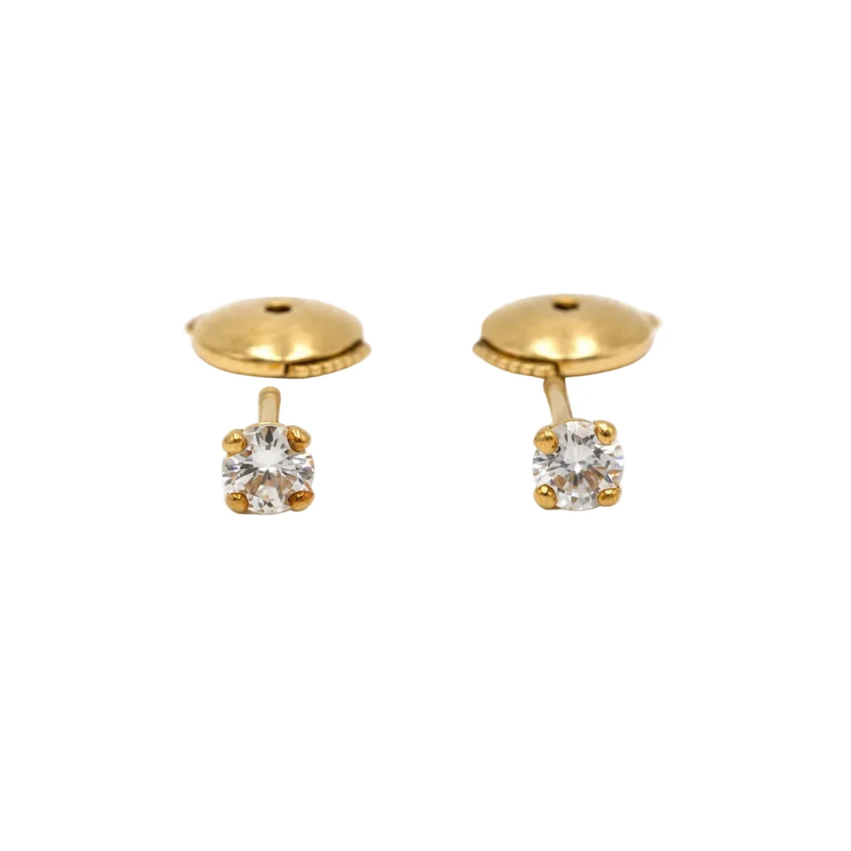 Boucles d'oreilles Puces en or jaune et diamants - Castafiore