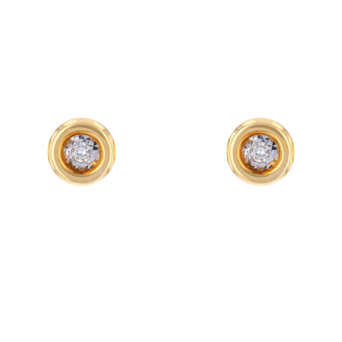 Ear chips yellow gold rounds diamonds