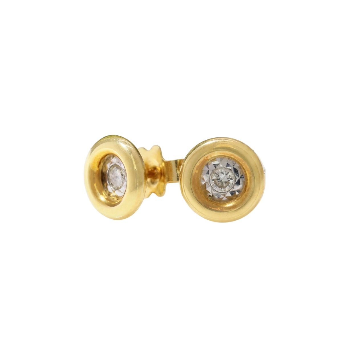 Ear chips yellow gold rounds diamonds