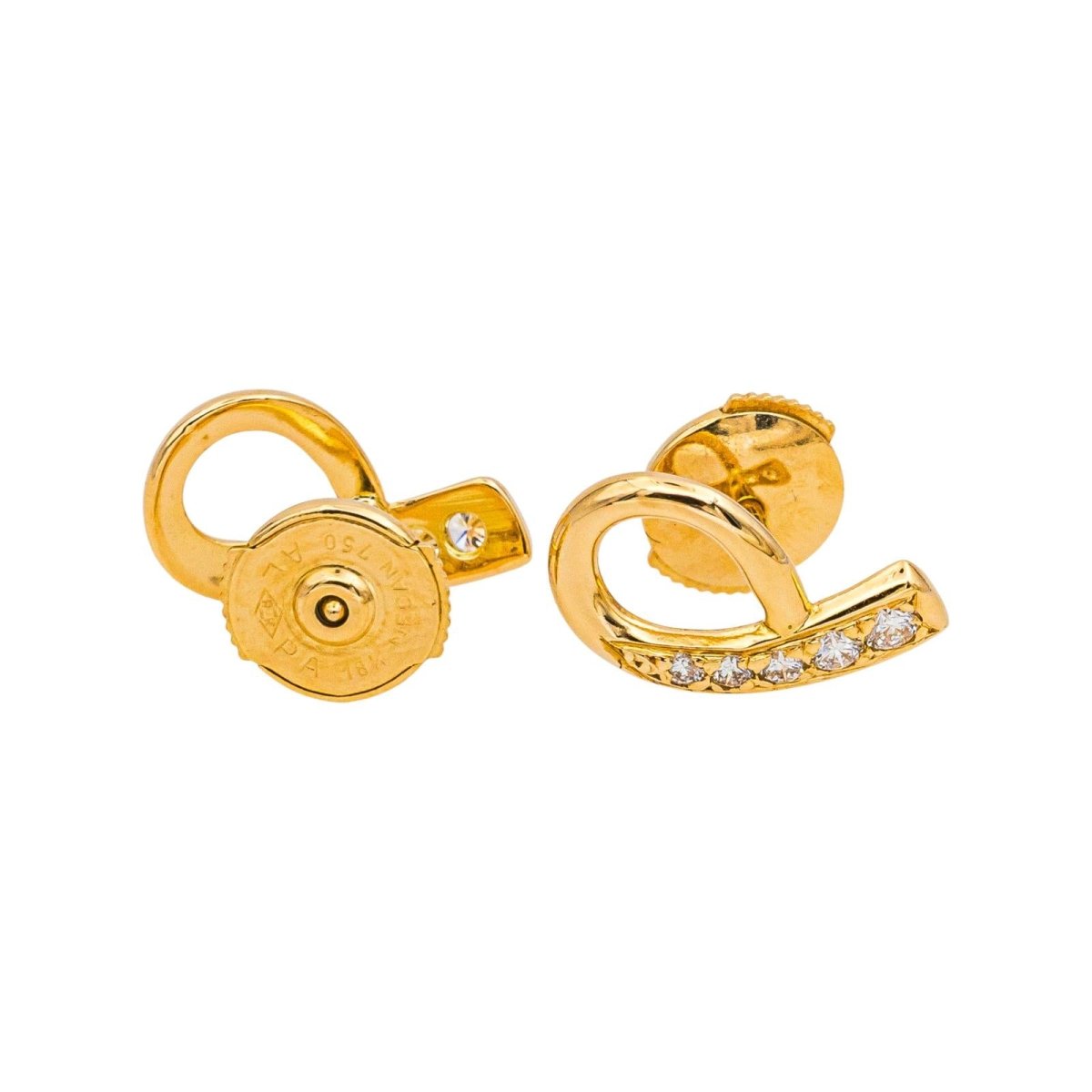 Boucles d'oreilles Puces en or jaune et diamants - Castafiore