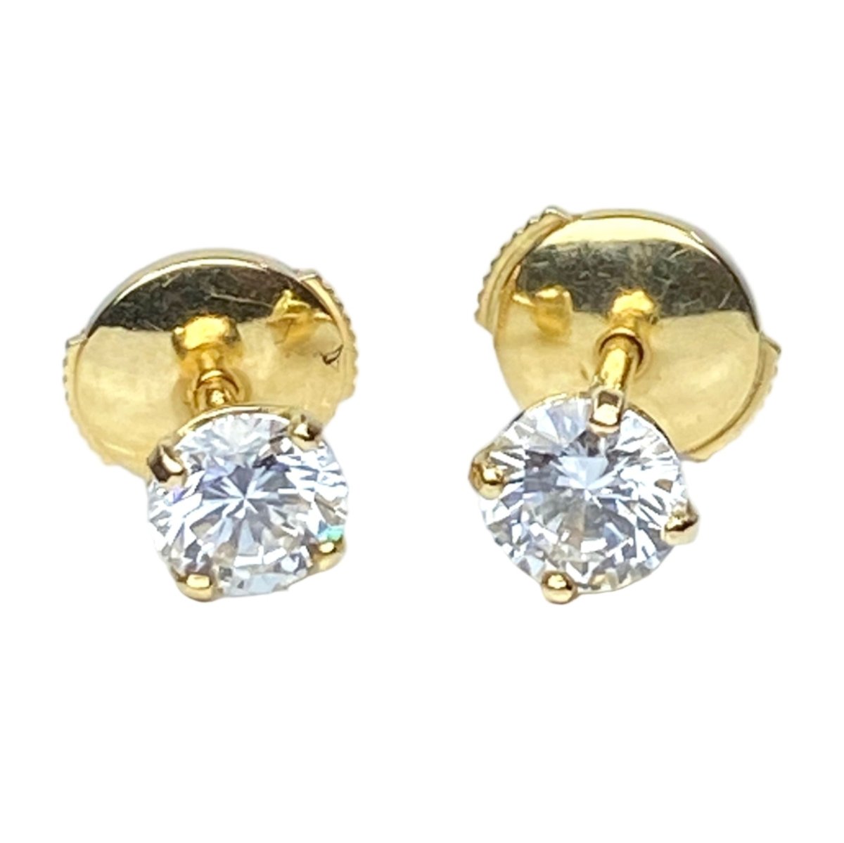 Boucles d'oreilles Puces en or jaune et diamants - Castafiore