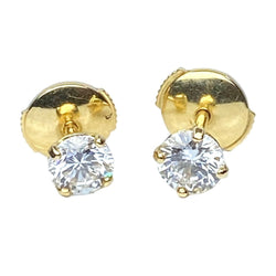 Boucles d'oreilles Puces en or jaune et diamants - Castafiore