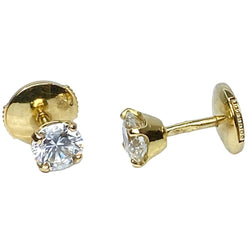 Boucles d'oreilles Puces en or jaune et diamants - Castafiore
