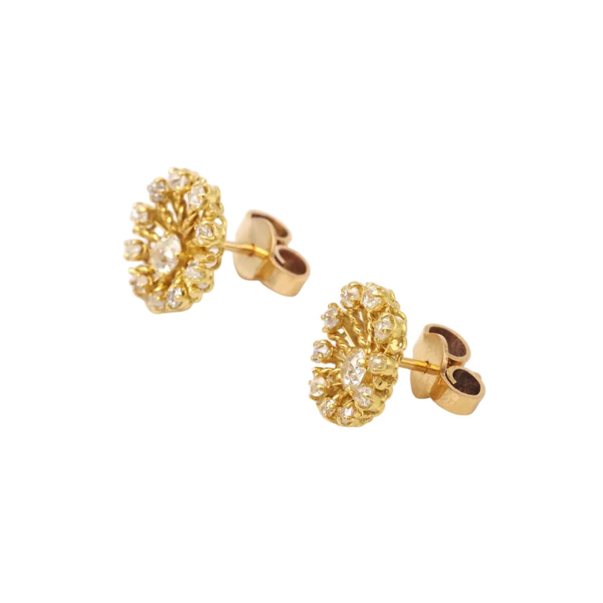 Boucles d'oreilles Puces en or jaune et diamants - Castafiore