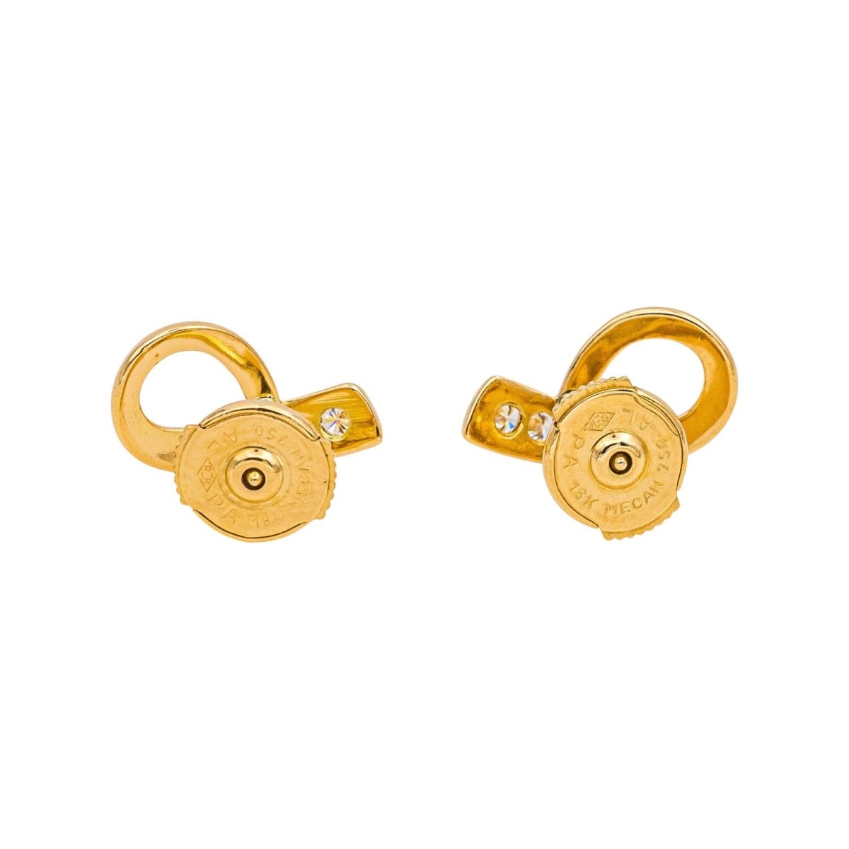 Boucles d'oreilles Puces en or jaune et diamants - Castafiore