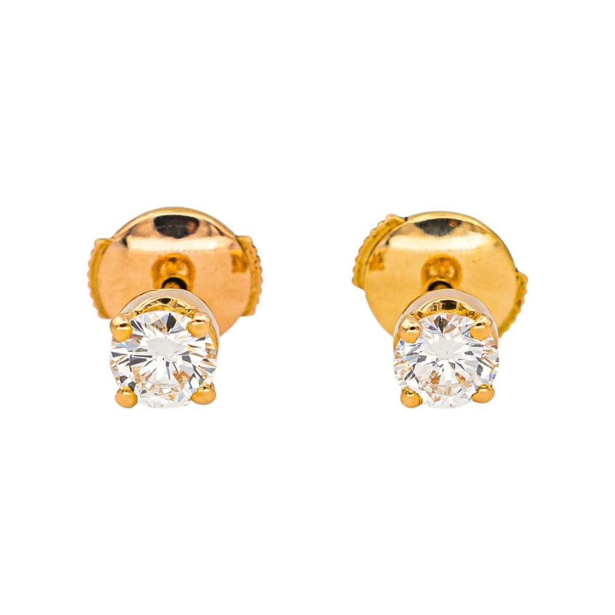 Boucles d'oreilles Puces en or jaune et diamants - Castafiore