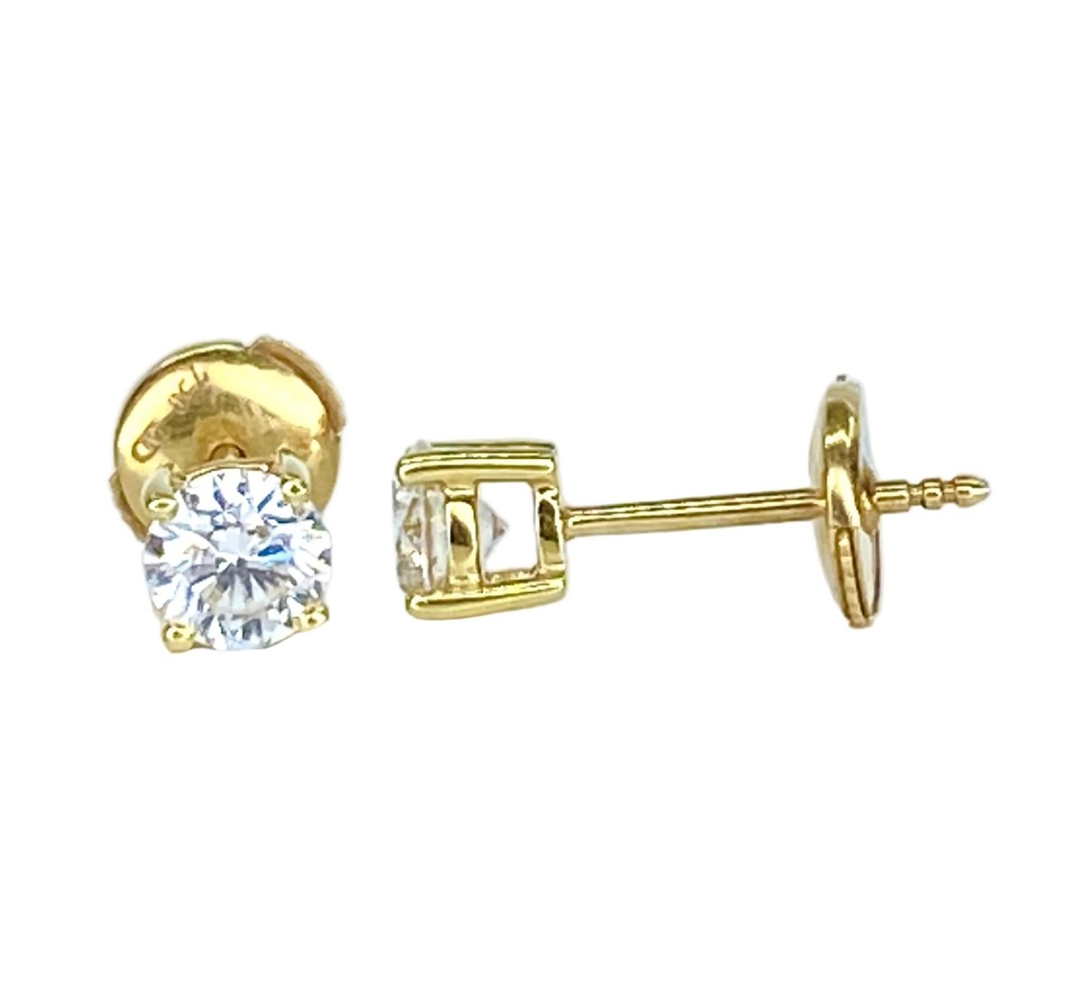 Boucles d’oreilles Puces en or jaune et diamants - Castafiore