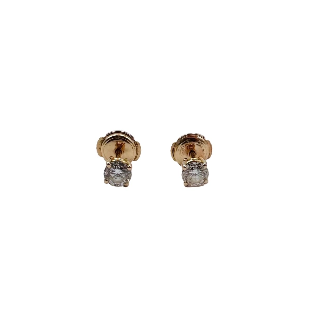 Boucles d'oreilles Puces en or jaune et diamants - Castafiore