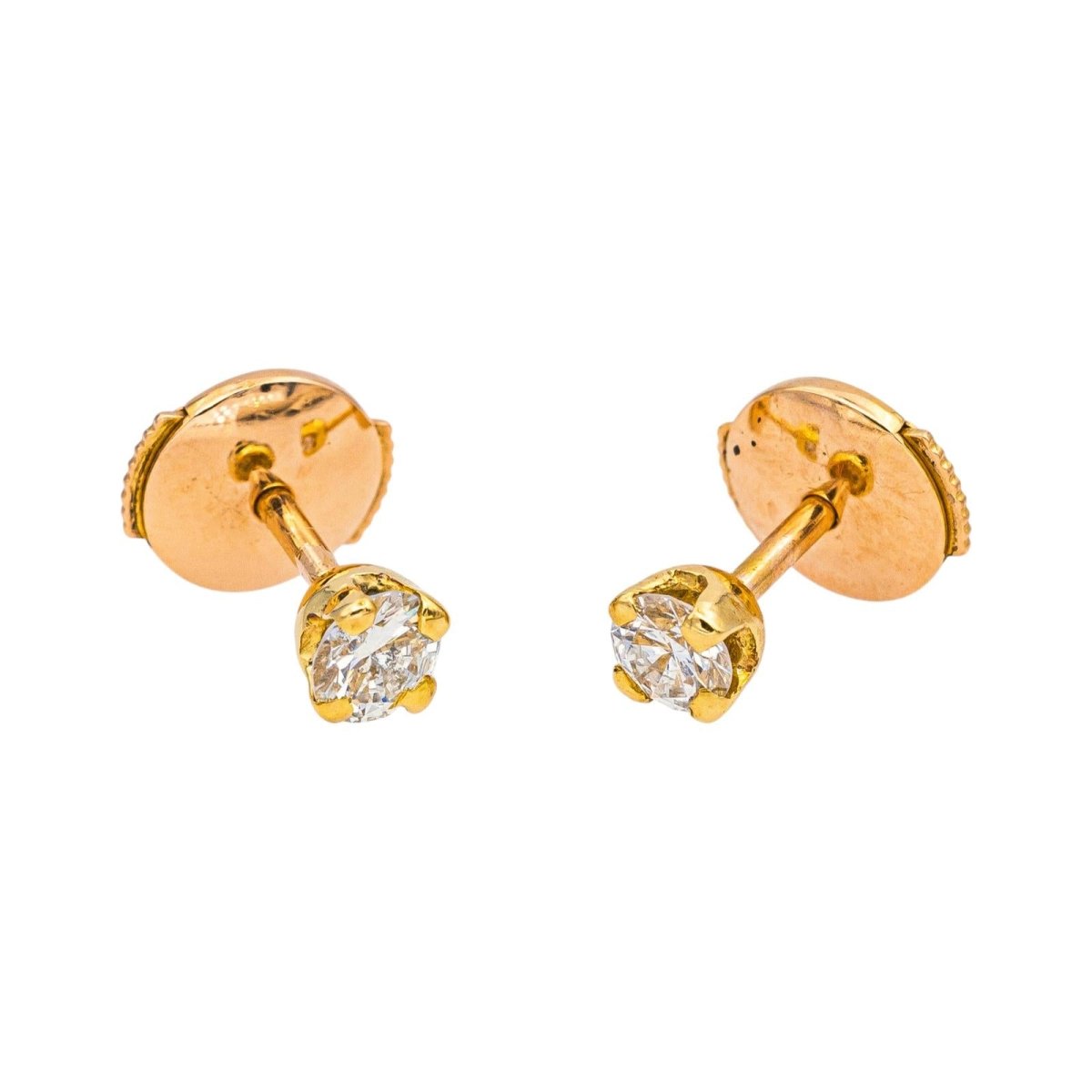 Boucles d'oreilles Puces en or jaune et diamants - Castafiore