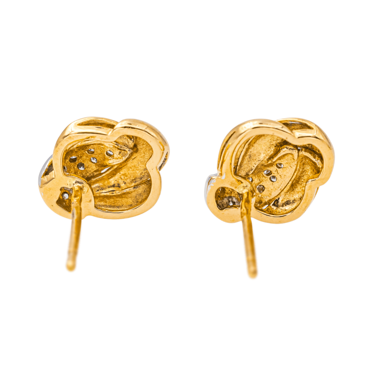 Boucles d'oreilles Puces en or jaune et diamants - Castafiore
