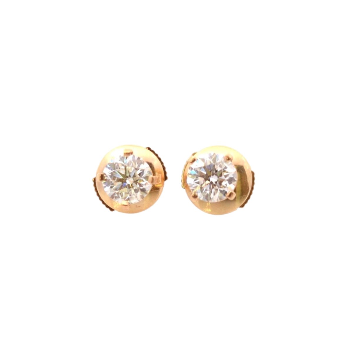 Boucles d'oreilles Puces en or jaune et diamants - Castafiore