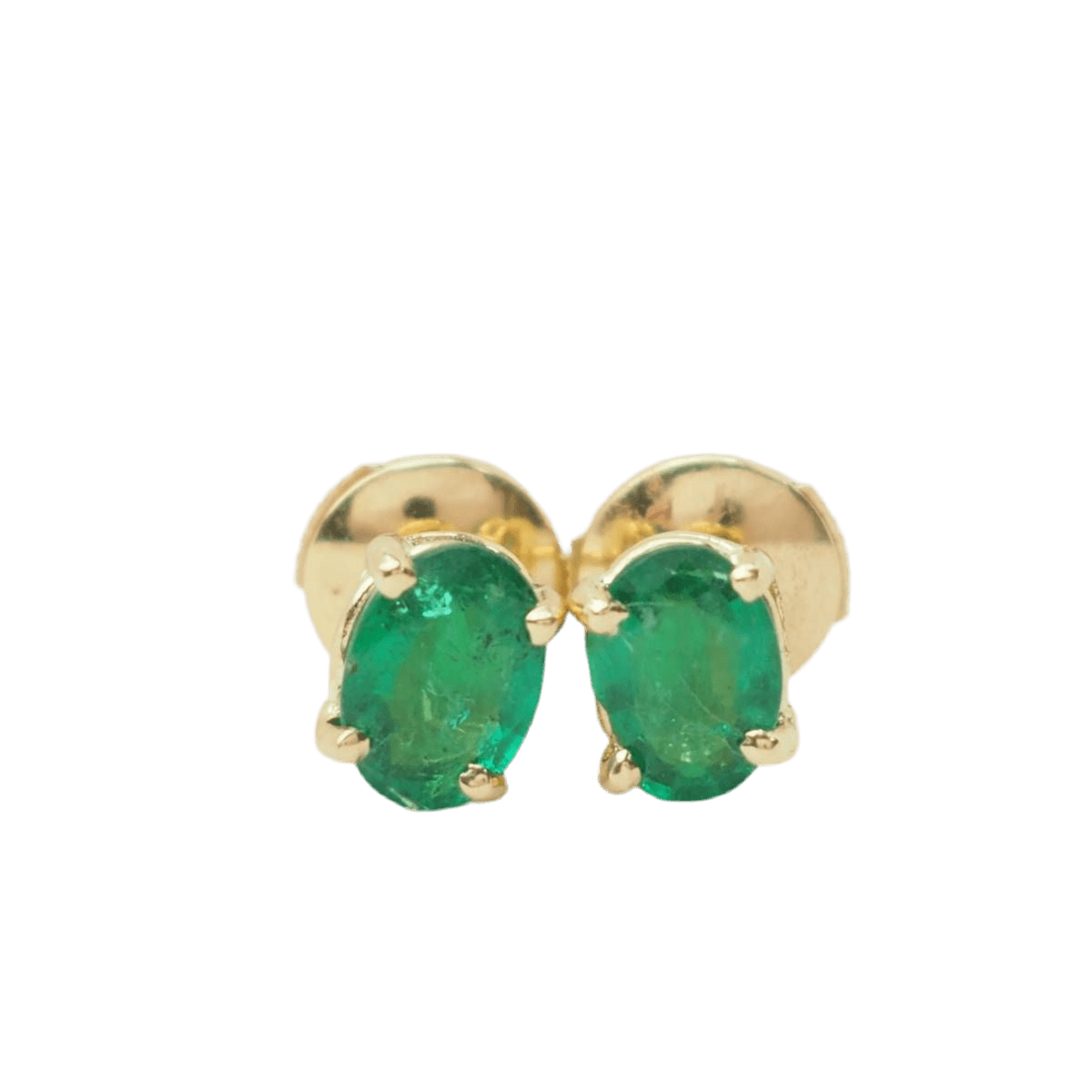 Boucles d'oreilles Puces en or jaune et émeraude - Castafiore