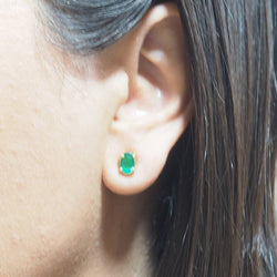 Boucles d'oreilles Puces en or jaune et émeraude - Castafiore