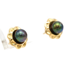Boucles d'oreilles Puces en or jaune et perles - Castafiore