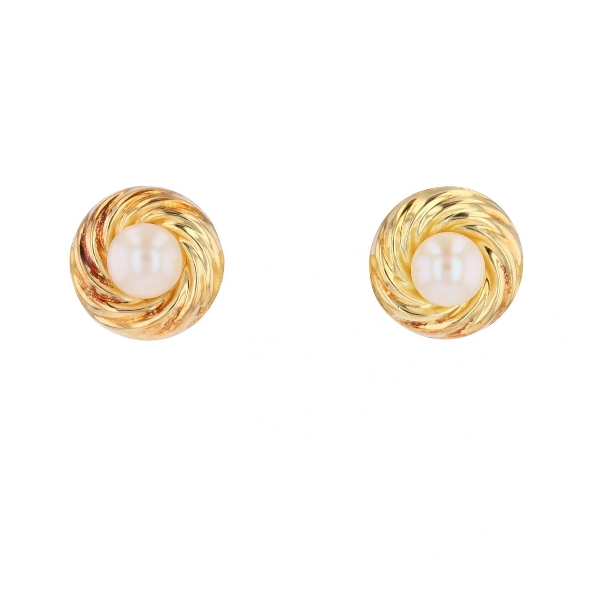 Ear chips yellow gold cultured pearl