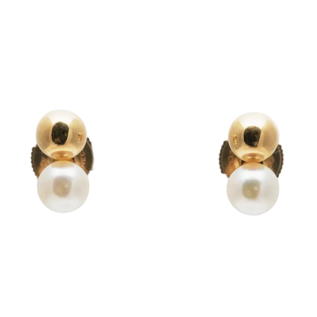 Boucles d'oreilles Puces en or jaune et perles - Castafiore