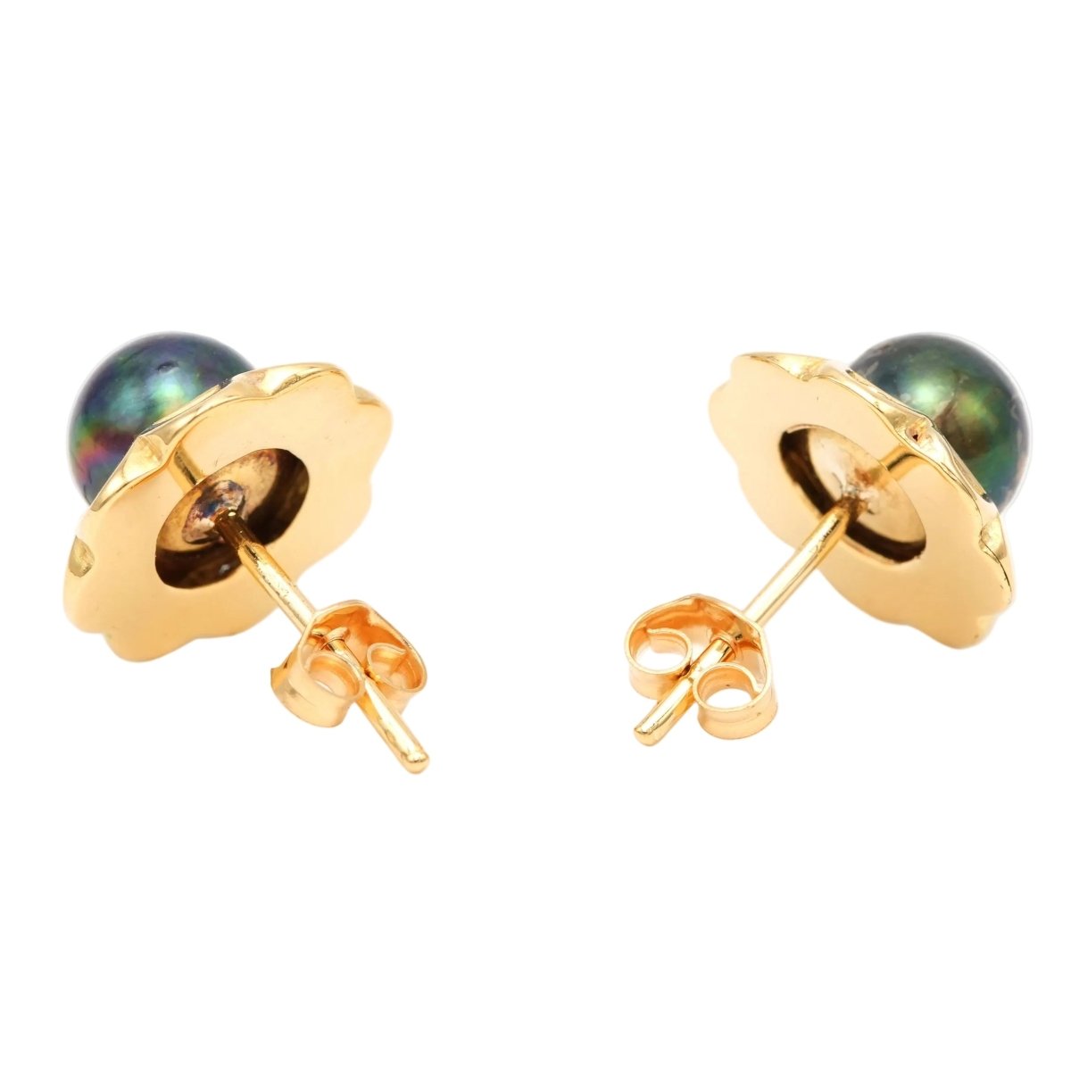 Boucles d'oreilles Puces en or jaune et perles - Castafiore