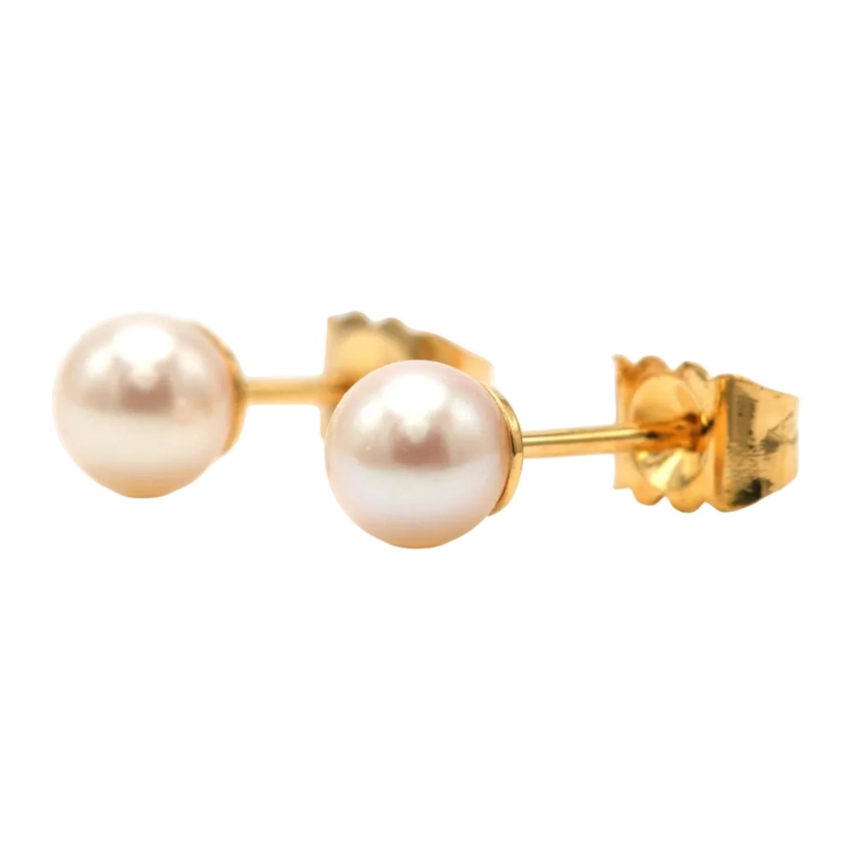 Boucles d'oreilles Puces en or jaune et perles - Castafiore