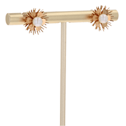 Boucles d'oreilles Puces en or jaune et perles - Castafiore