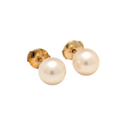 Boucles d’oreilles Puces en or jaune et perles - Castafiore