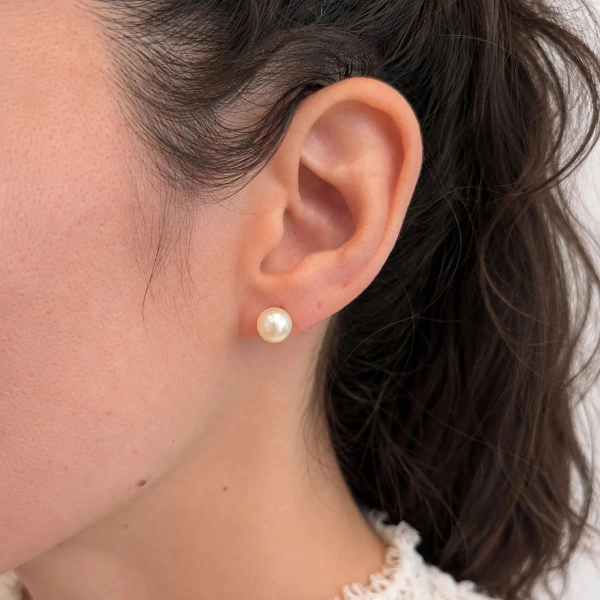 Boucles d’oreilles Puces en or jaune et perles - Castafiore