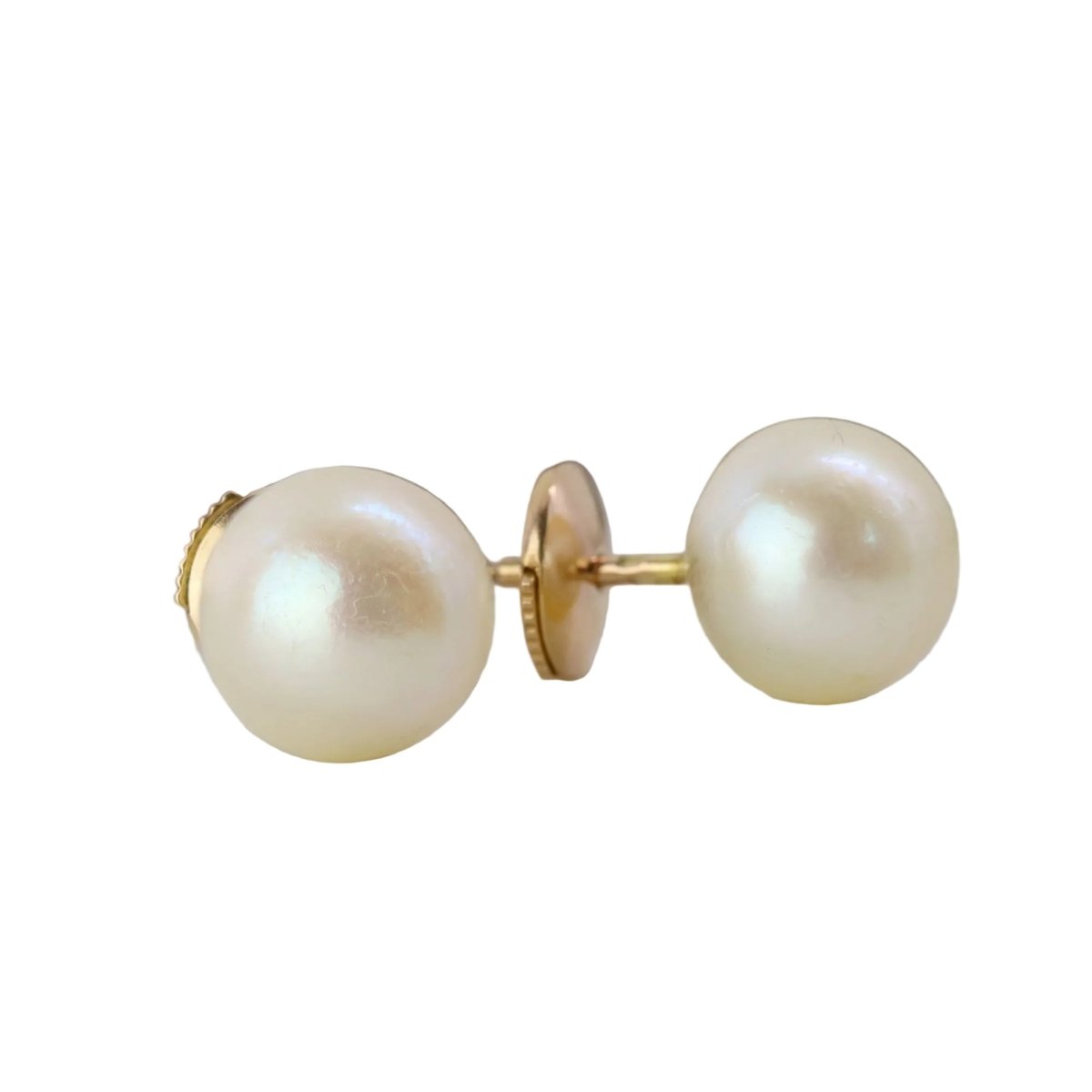 Boucles d'oreilles Puces en or jaune et perles - Castafiore