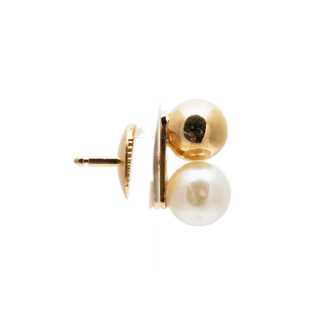 Boucles d'oreilles Puces en or jaune et perles - Castafiore