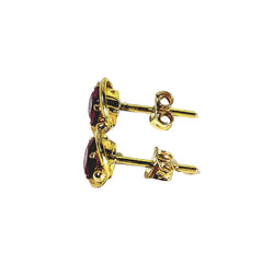 Boucles d'oreilles Puces en or jaune et rubis - Castafiore