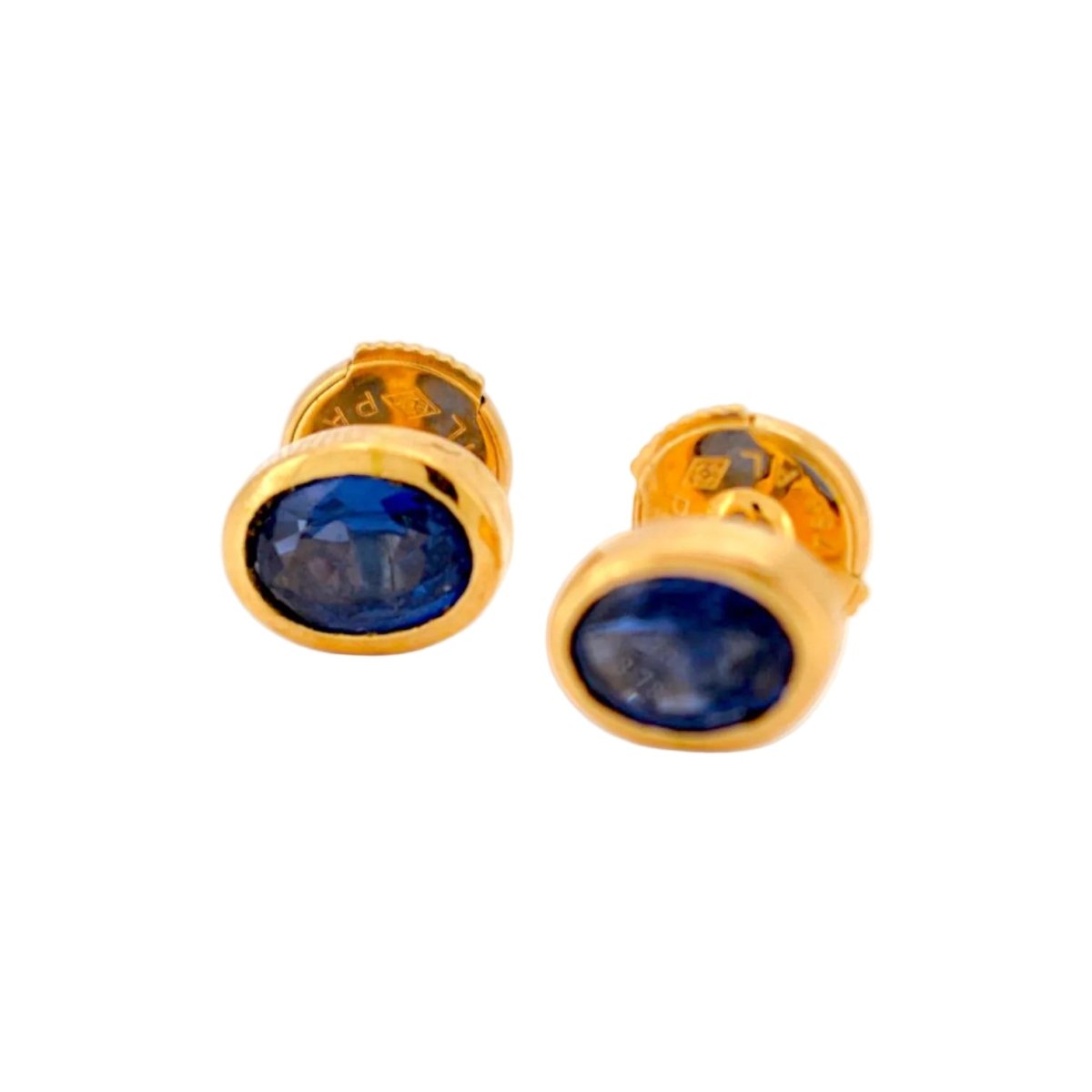 Boucles d'oreilles Puces en or jaune et saphirs - Castafiore