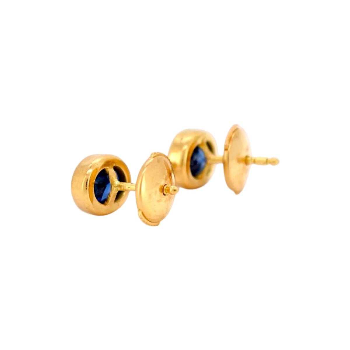 Boucles d'oreilles Puces en or jaune et saphirs - Castafiore