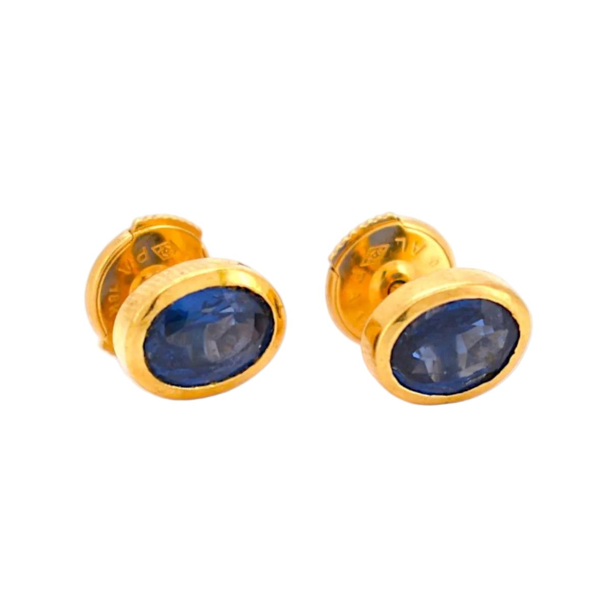 Boucles d'oreilles Puces en or jaune et saphirs - Castafiore