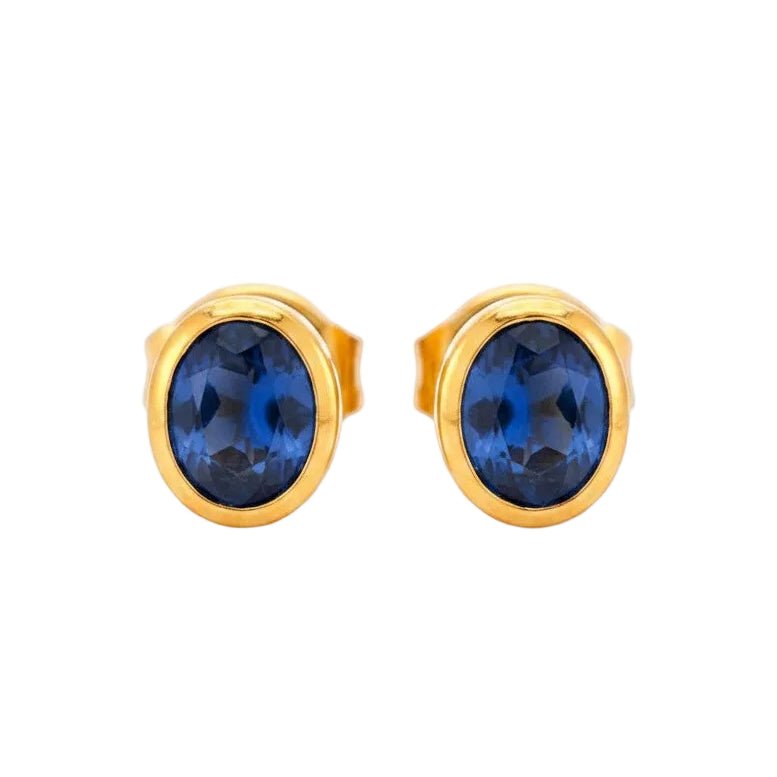 Boucles d'oreilles Puces en or jaune et saphirs - Castafiore