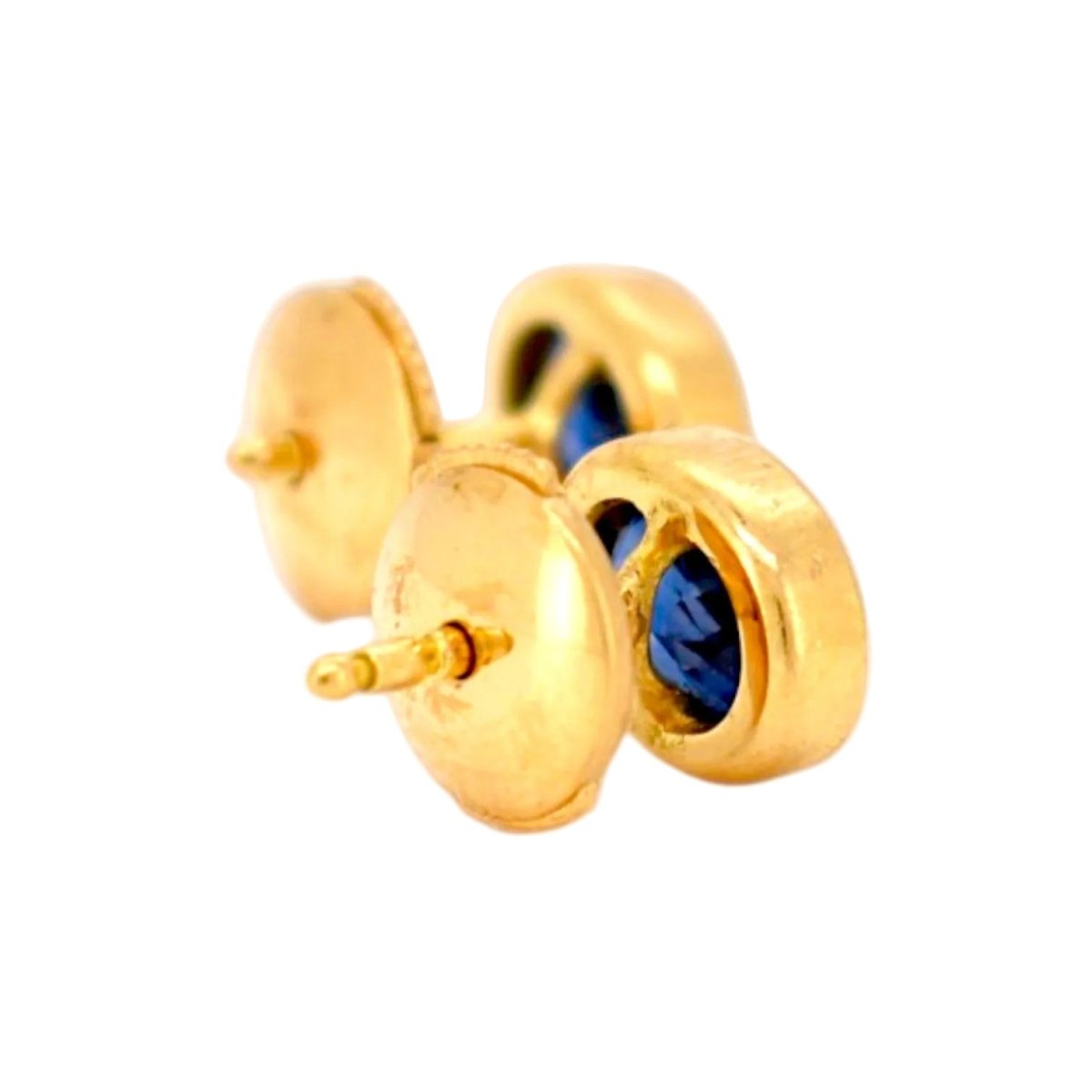 Boucles d'oreilles Puces en or jaune et saphirs - Castafiore