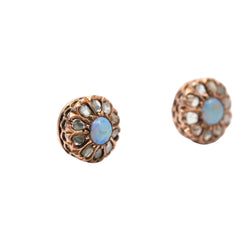 Boucles d'oreilles Puces en or jaune, opales et diamants - Castafiore