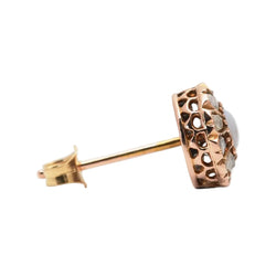 Boucles d'oreilles Puces en or jaune, opales et diamants - Castafiore