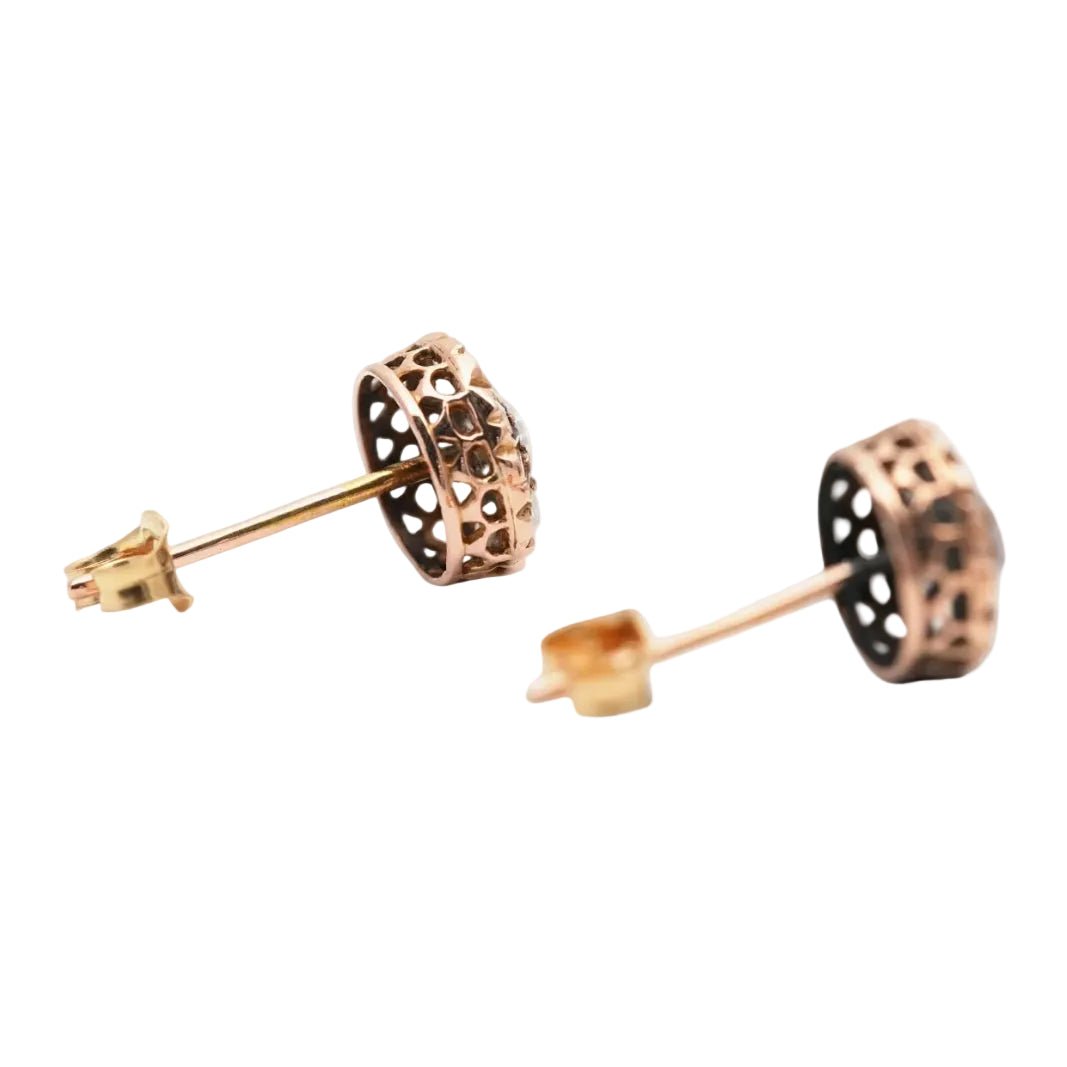 Boucles d'oreilles Puces en or jaune, opales et diamants - Castafiore