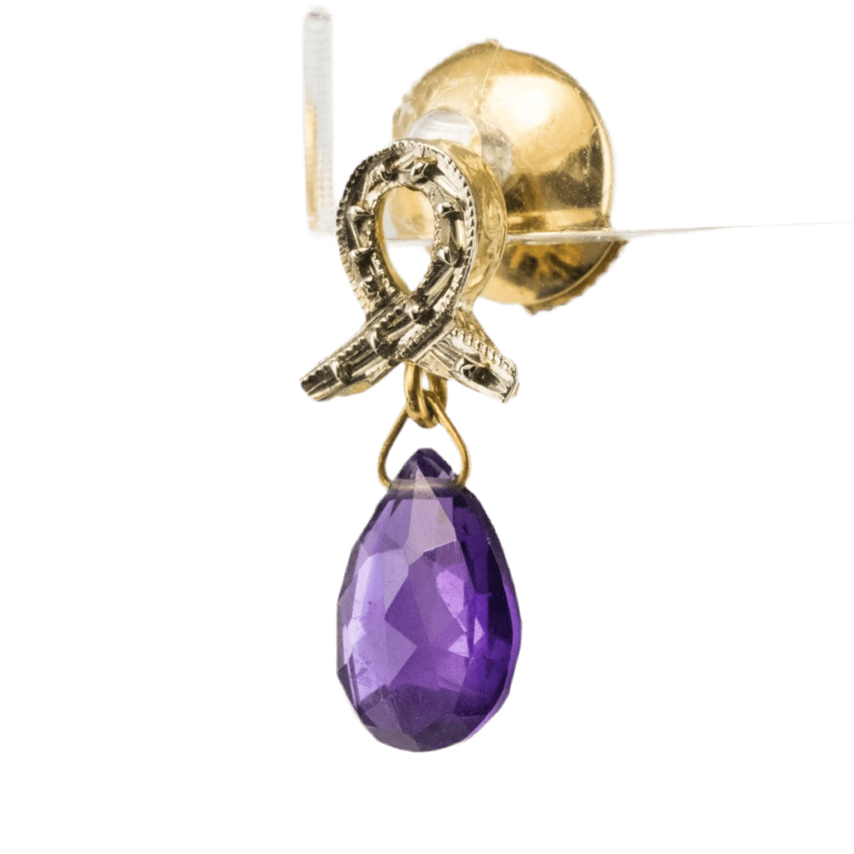 Boucles d'oreilles Puces en or jaune, or blanc et améthystes - Castafiore