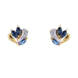 Ear chips yellow gold diamonds shuttle sapphires
