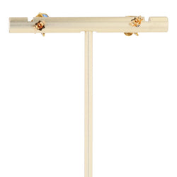 Ear chips yellow gold diamonds shuttle sapphires