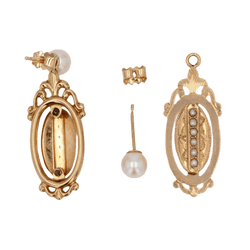 Boucles d'oreilles Puces en or jaune, or rose et perles - Castafiore