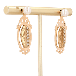 Boucles d'oreilles Puces en or jaune, or rose et perles - Castafiore