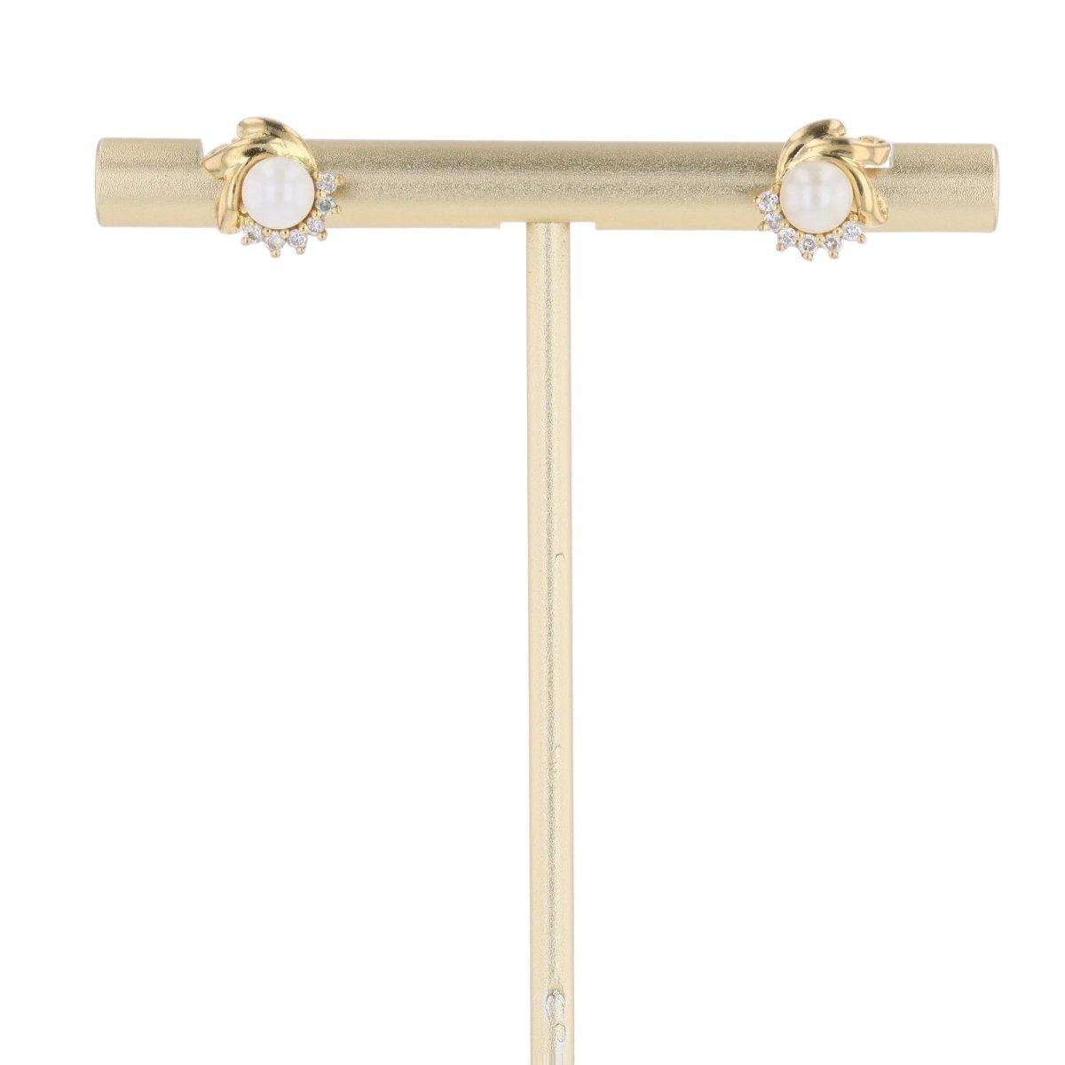 Boucles d'oreilles Puces en or jaune, perles de culture, et saphirs - Castafiore
