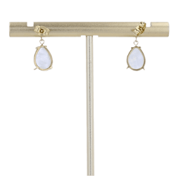Boucles d'oreilles Puces en or jaune, perles et pierres de lune - Castafiore