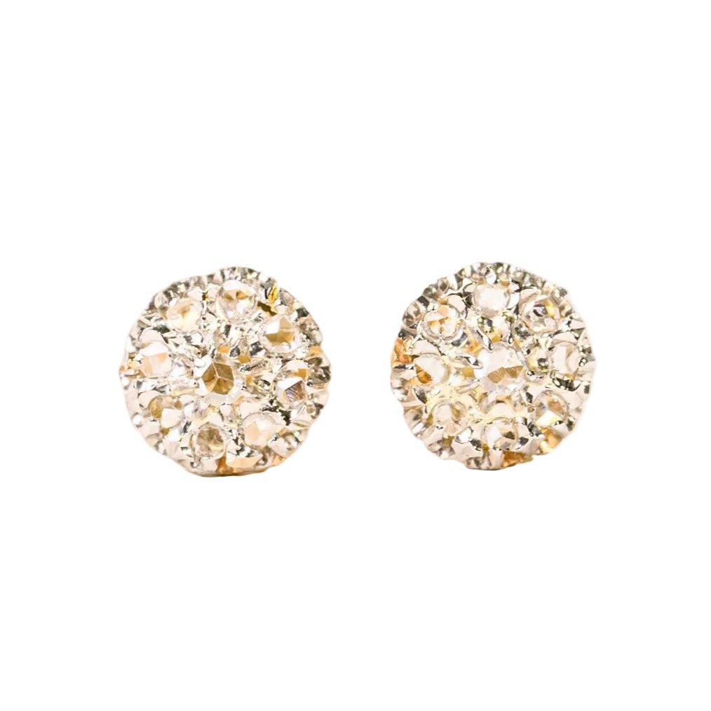 Boucles d'oreilles Puces en or jaune, platine et diamants - Castafiore