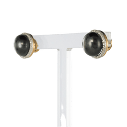 Boucles d'oreilles Puces en or jaune, platine, hématite et diamants - Castafiore