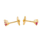 Boucles d'oreilles Puces en or jaune, rubis et diamants - Castafiore